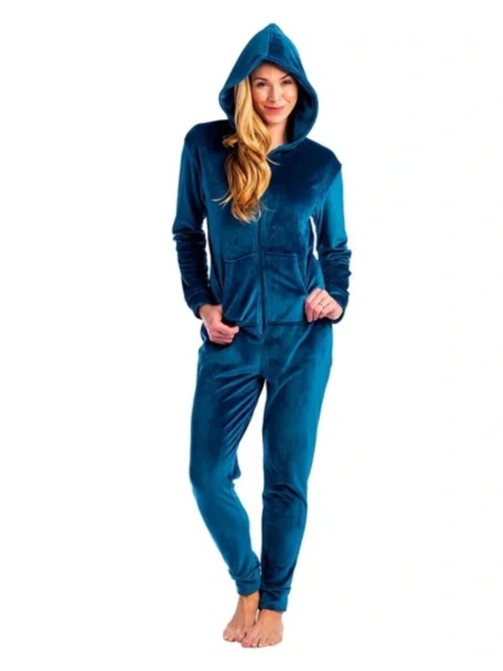 NWT Softies Pjs Snuggle Jumper with Jogger Leg Hoodie Onesie in Emerald sz S/M